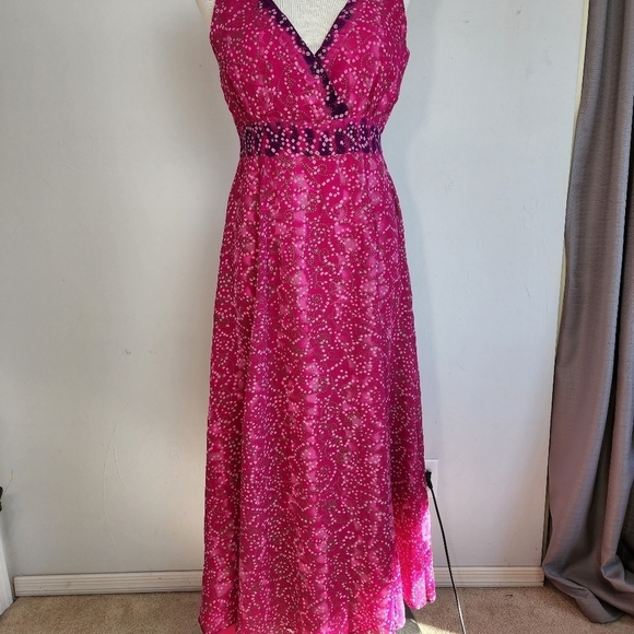 Newport News Pink V Neck Sleeveless Fully Lined Women's Maxi Dress  Size 10 - Picture 3 of 7